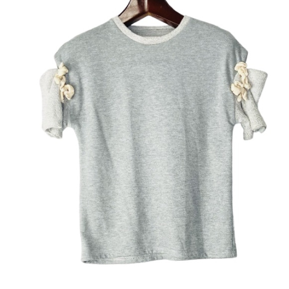 DOWNEAST • Gray Tie Sleeve French Terry Top size Small